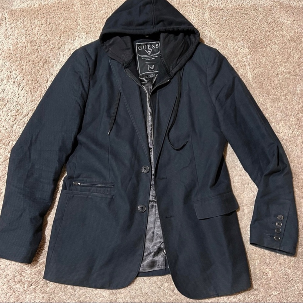 Guess Men's blazer with detachable casual zip hoodie layer